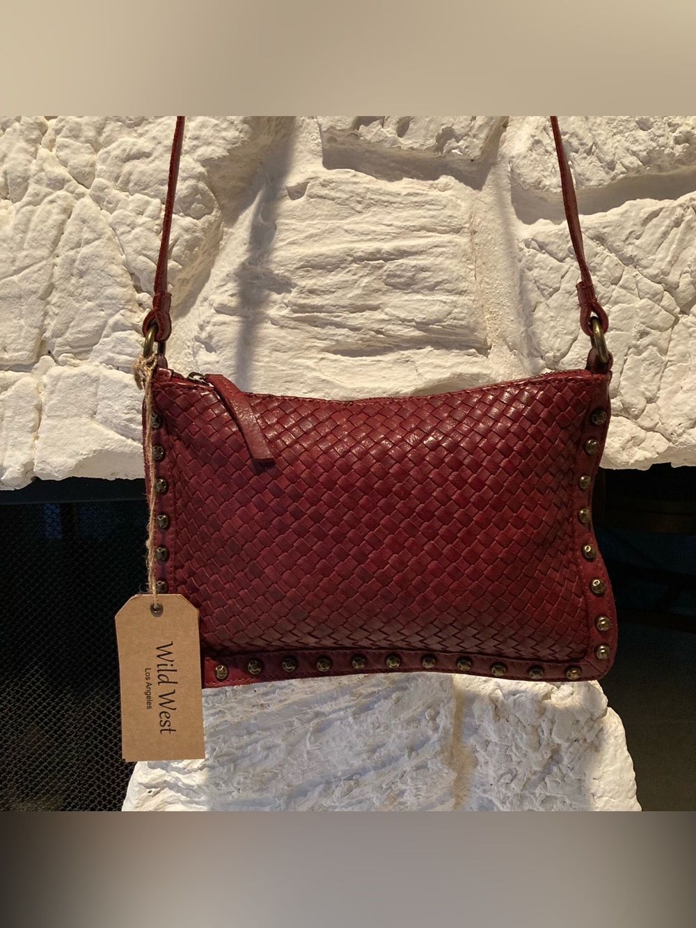 NWT Wild West Los Angeles blood red Miranda leather crossbody bag